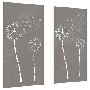 VidaXL 2 db virágmintás corten acél kerti faldísz 105 x 55 cm