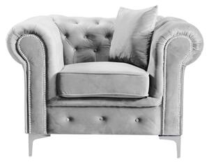 Luxus fotel, világosszürke Velvet szövet, ROMANO