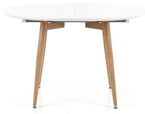 Asztal Houston 567, San remo tölgy, Fehér, 75x100x120cm, Hosszabbíthatóság, Közepes sűrűségű farostlemez, Fém