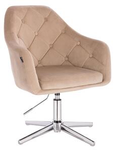 HR831CROSS Latte modern velúr szék krómozott lábbal