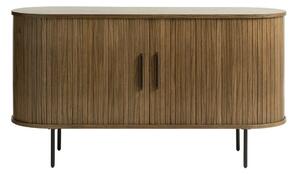Barna alacsony komód tolóajtóval, tölgyfa dekorral 140x76 cm Nola – Unique Furniture