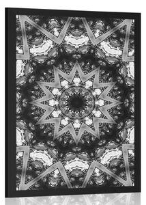 Poszter Mandala érdekes elemekkel fekete fehérben