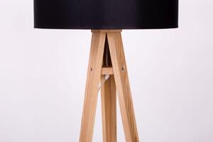 WANDA kőrisfa állólámpa 45x140cm - fekete árnyékoló / cikcakkos