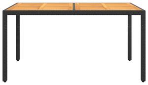 VidaXL fekete akácfa és polyrattan kerti asztal 150 x 90 x 75 cm