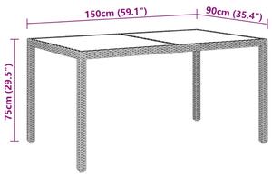 VidaXL bézs polyrattan és edzett üveg kerti asztal 150 x 90 x 75 cm