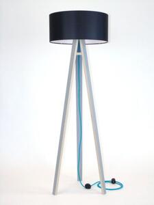 WANDA állólámpa 45x140cm - szürke / fekete ernyő / türkizkék