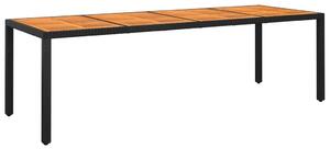 VidaXL fekete akácfa és polyrattan kerti asztal 250 x 100 x 75 cm