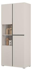 Könyvespolc Alfere 110, Ajtókkal, Zárt, Laminált forgácslap, Üveg, 183x79x40cm, Fekete, Kasmír