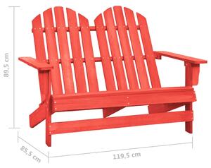 VidaXL kétszemélyes piros tömör fenyőfa kerti adirondack szék
