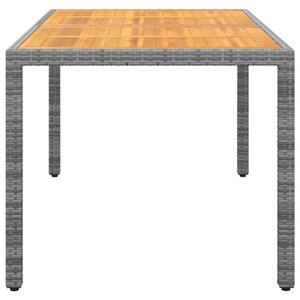 VidaXL szürke akácfa és polyrattan kerti asztal 150 x 90 x 75 cm