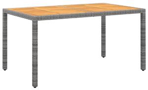 VidaXL szürke akácfa és polyrattan kerti asztal 150 x 90 x 75 cm
