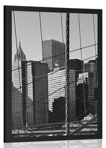 Poszter Manhattan híd New Yorkban fekete fehérben