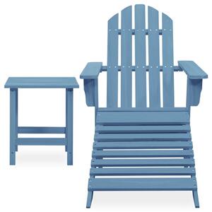 VidaXL kék tömör fenyőfa adirondack szék zsámollyal és asztallal