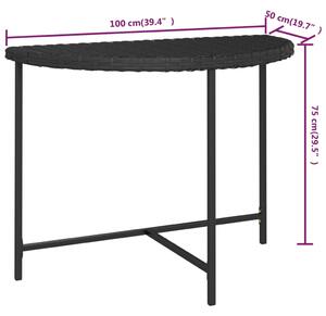 VidaXL fekete polyrattan kerti asztal 100 x 50 x 75 cm