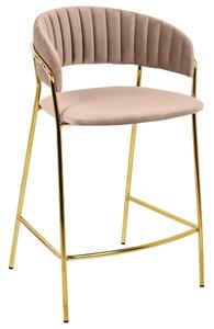 King Home Margo Bárszék Velúr Khaki Arany Vázzal