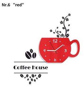 Kávéház dekoratív óra a konyhába Piros