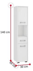 IFA 2D1SZ1WN fürdőszoba szekrény, 30x140x30, fehér