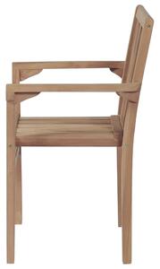 VidaXL 8 db rakásolható tömör tíkfa kerti szék párnákkal
