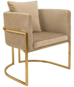 King Home Chloe Velvet Fotel Kaki Arany Vázzal