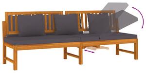 VidaXL tömör akácfa kanapé szürke párnákkal 200 x 60 x 75 cm