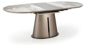 Asztal Houston 1576, Fekete, Barna márvány, Beige, 76x90x160cm, Hosszabbíthatóság, Kerámia, Közepes sűrűségű farostlemez, Fém