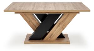 Asztal Houston 1578, Wotan tölgy, Fekete, 77x90x160cm, Hosszabbíthatóság, Közepes sűrűségű farostlemez, Közepes sűrűségű farostlemez, Fém