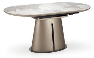 Asztal Houston 1576, Fekete, Barna márvány, Beige, 76x90x160cm, Hosszabbíthatóság, Kerámia, Közepes sűrűségű farostlemez, Fém