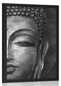 Poszter Buddha arc fekete fehérben