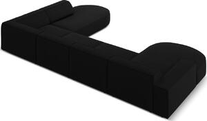Fekete bársony hatszemélyes "U" kanapé MICADONI Jodie 364 cm, jobb