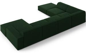 Palack zöld bársony "U" kanapé MICADONI Jodie 364 cm, bal