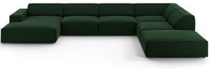Palack zöld bársony "U" kanapé MICADONI Jodie 364 cm, jobb
