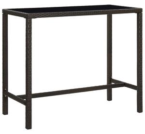 VidaXL barna polyrattan és üveg kerti bárasztal 130 x 60 x 110 cm