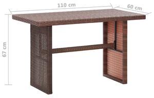 VidaXL barna polyrattan kerti asztal 110 x 60 x 67 cm