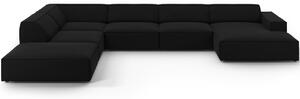 Fekete bársony "U" kanapé MICADONI Jodie 364 cm, bal
