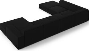 Fekete bársony "U" kanapé MICADONI Jodie 364 cm, bal