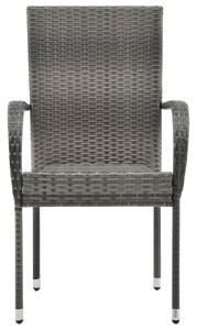 VidaXL 4 db szürke rakásolható polyrattan kültéri szék