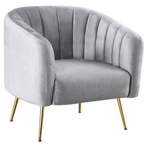 Design fotel, szürke Velvet szövet/gold króm-arany, BAGY