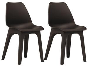 VidaXL 2 db barna műanyag kerti szék