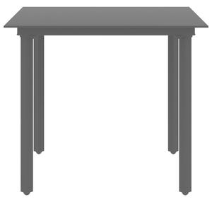 VidaXL fekete acél és üveg kerti étkezőasztal 80 x 80 x 74 cm