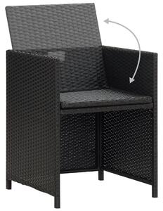 VidaXL 2 db fekete polyrattan kerti szék hát- és ülőpárnával