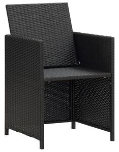 VidaXL 2 db fekete polyrattan kerti szék hát- és ülőpárnával