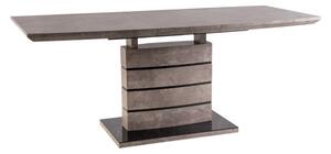 Leonardo Modern Bővíthető Beton Hatású MDF Étkezőasztal Szürke-Fekete 140/180