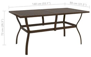 VidaXL barna acél kerti asztal 140 x 80 x 72 cm
