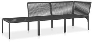 VidaXL 3 részes fekete PVC kerti ülőgarnitúra párnákkal