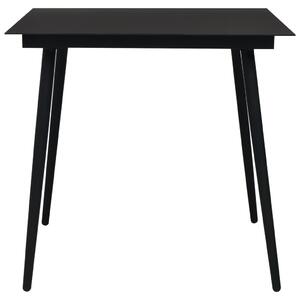 VidaXL fekete acél és üveg kerti étkezőasztal 80 x 80 x 74 cm