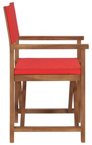 VidaXL piros tömör tíkfa rendezői szék