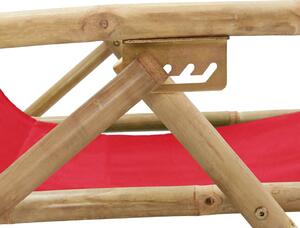 VidaXL piros bambusz és szövet dönthető pihenőszék