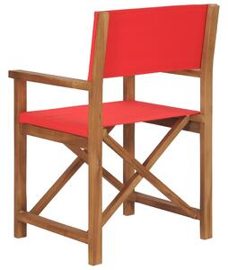 VidaXL 2 db piros tömör tíkfa rendezői szék