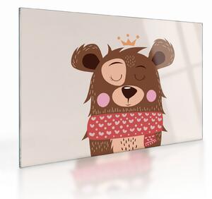 Üveg kép - Teddy maci piros sállal (70x50 cm)