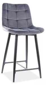 Chic H-2 Bárszék Velvet Szürke Kárpitozott Fémvázas